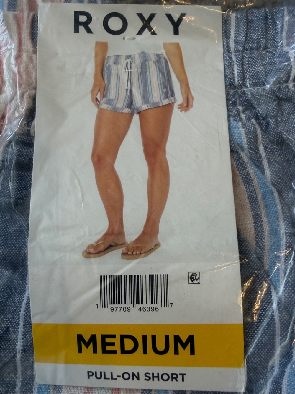 Roxy Blue and White Striped Pull-On Athletic Shorts